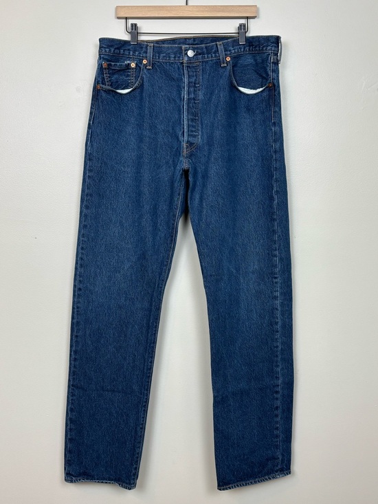 Levi's Other - Levis Jeans Men 37x35.5 Blue 501 Straight Leg Dark Wash Button Fly Cotton Denim